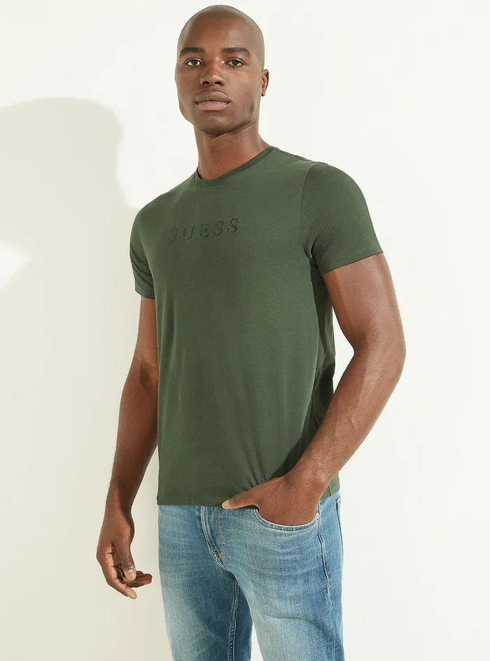Men Tees and Tanks GUESS Jungle Green Pima Logo Tshirt