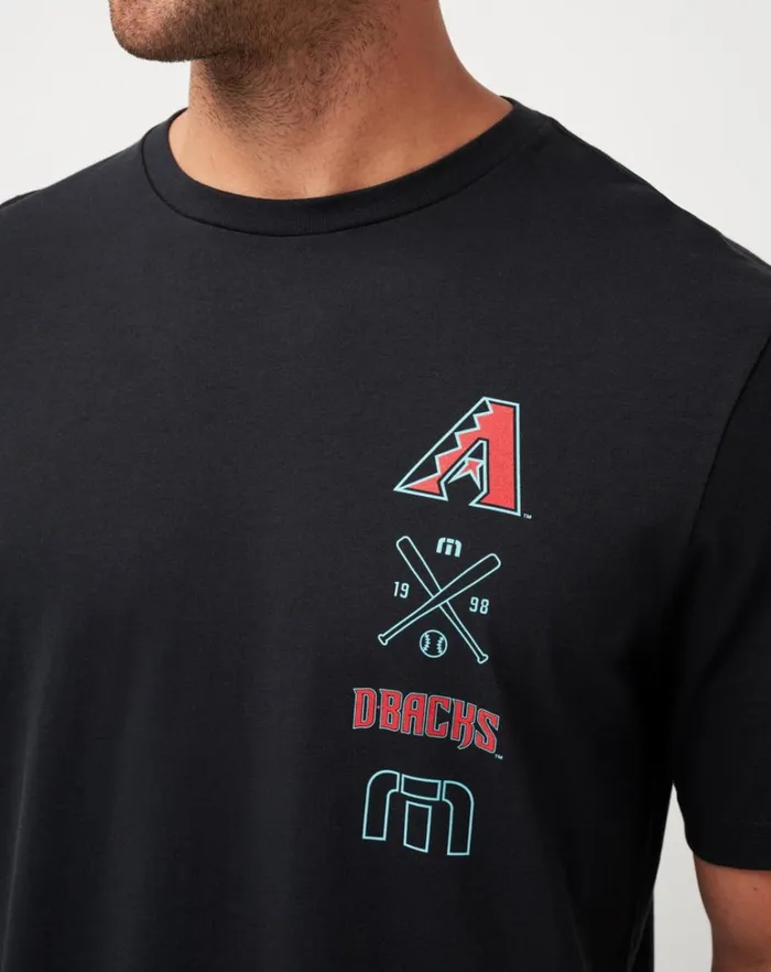 Men Tees TravisMathew ARIZONA DIAMONDBACKS SUNSET SLAM TEE Black Men Tees TravisMathew ARIZONA DIAMONDBACKS SUNSET SLAM TEE Black