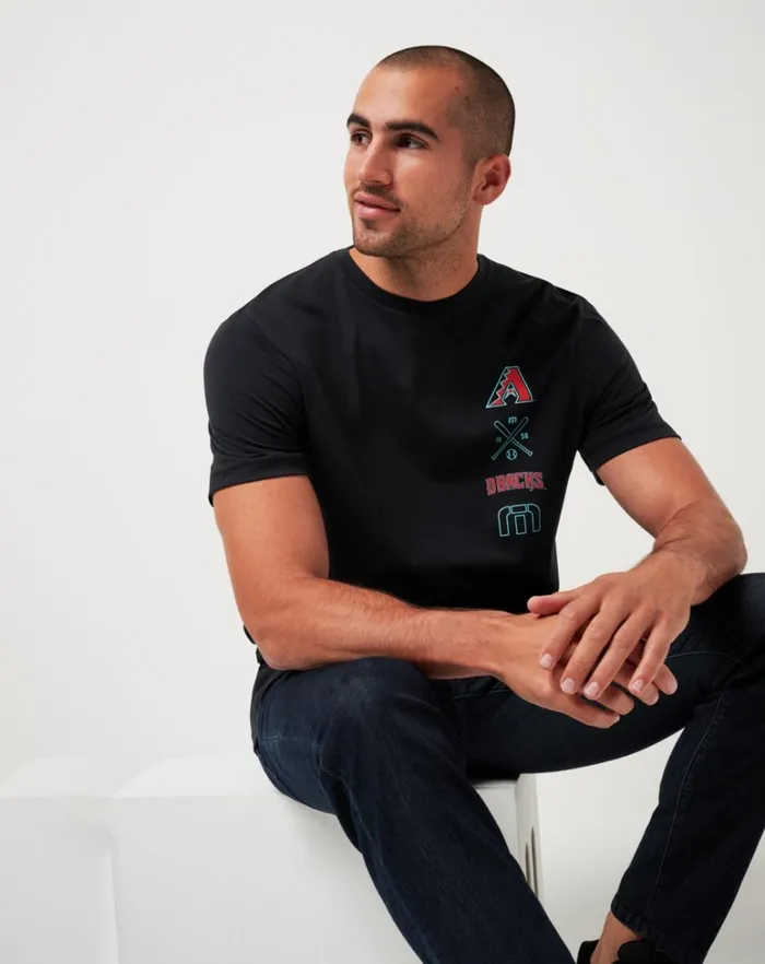 Men Tees TravisMathew ARIZONA DIAMONDBACKS SUNSET SLAM TEE Black Men Tees TravisMathew ARIZONA DIAMONDBACKS SUNSET SLAM TEE Black