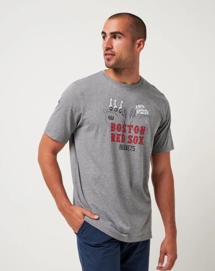 Men Tees TravisMathew BOSTON RED SOX STRIKE ONE TEE Heather Grey
