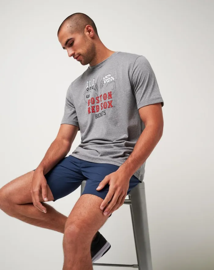 Men Tees TravisMathew BOSTON RED SOX STRIKE ONE TEE Heather Grey