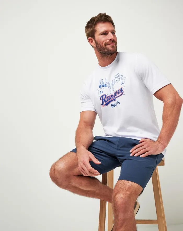 Men Tees TravisMathew TEXAS RANGERS STRIKE ONE TEE White Men Tees TravisMathew TEXAS RANGERS STRIKE ONE TEE White