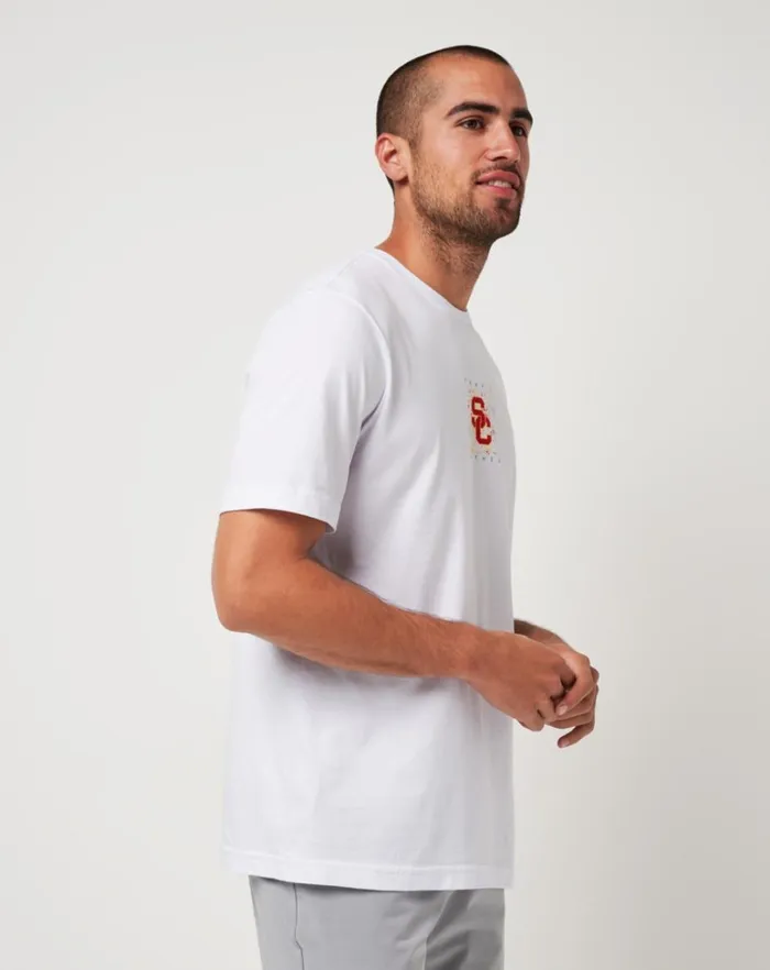 Men Tees TravisMathew USC SCHOOL SPIRIT TEE White