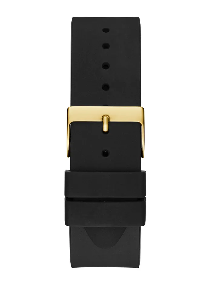 Men Watches GUESS Black Gold Idol Silicone Watch