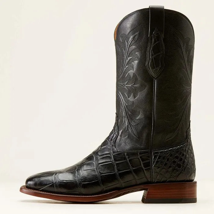 Men Western Boots Ariat Bench Made Bassett Western Boot Black American Alligator Men Western Boots Ariat Bench Made Bassett Western Boot Black American Alligator