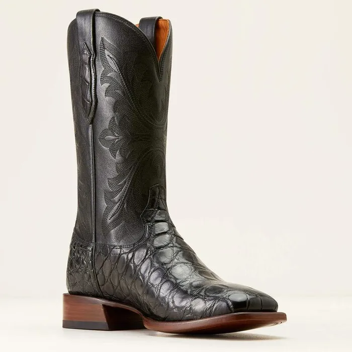 Men Western Boots Ariat Bench Made Bassett Western Boot Black American Alligator Men Western Boots Ariat Bench Made Bassett Western Boot Black American Alligator