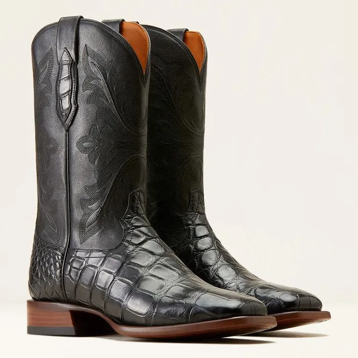 Men Western Boots Ariat Bench Made Bassett Western Boot Black American Alligator Men Western Boots Ariat Bench Made Bassett Western Boot Black American Alligator