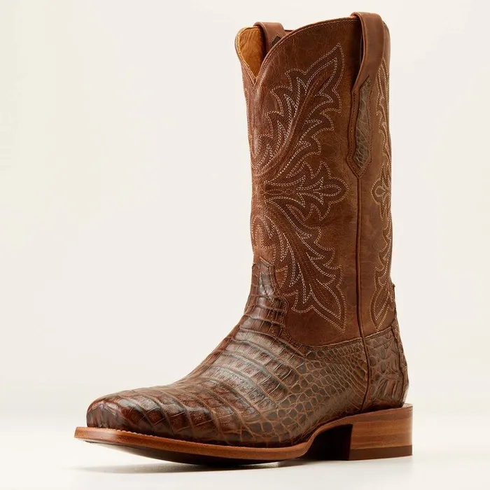 Men Western Boots Ariat Bench Made Stilwell Western Boot Natural Caiman Belly