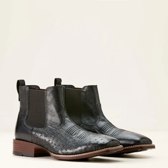 Men Western Boots Ariat Booker Chelsea Wide Square Toe Western Boot Jet Black Smooth Quill Ostrich Men Western Boots Ariat Booker Chelsea Wide Square Toe Western Boot Jet Black Smooth Quill Ostrich