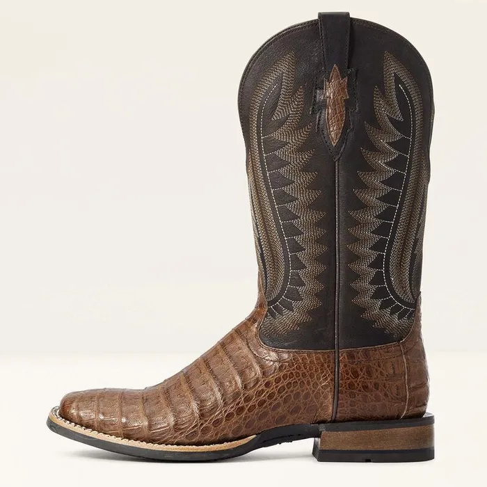 Men Western Boots Ariat Double Down Western Boot Caramel Caiman Belly
