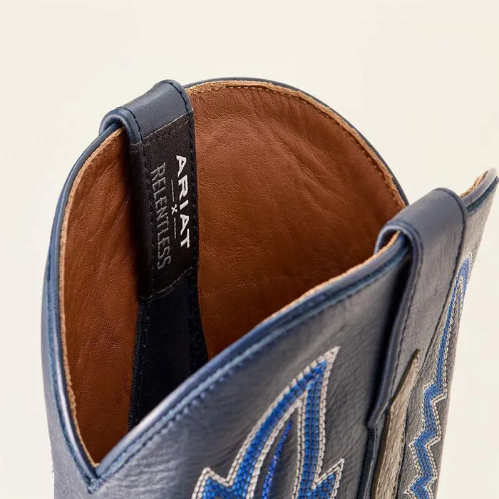 Men Western Boots Ariat Futurity Relentless Buckles Cowboy Boot Grey Full Quill Ostrichbark Blue