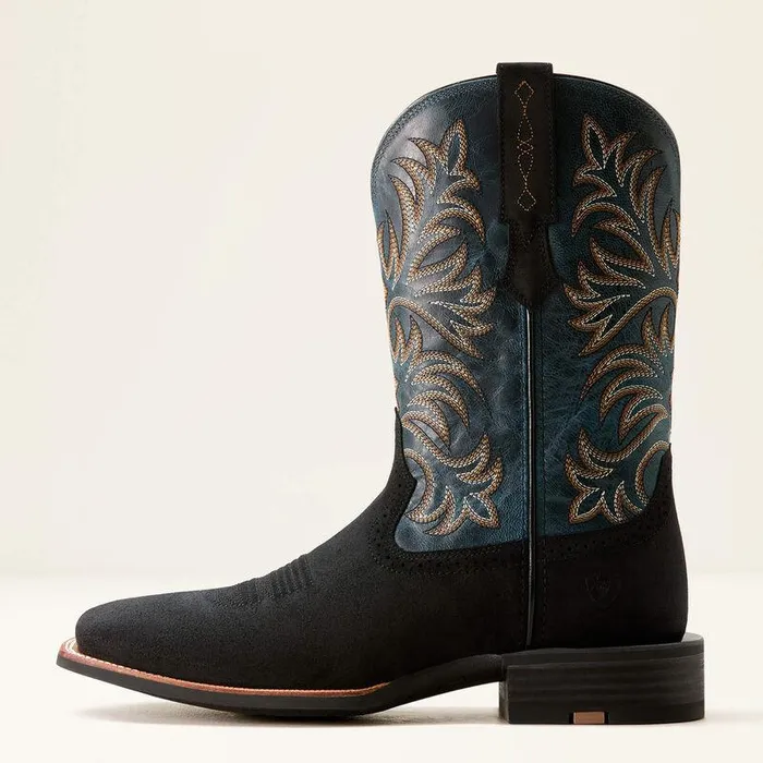 Men Western Boots Ariat Oakwood Cowboy Boot Black Suededirty Denim Men Western Boots Ariat Oakwood Cowboy Boot Black Suededirty Denim
