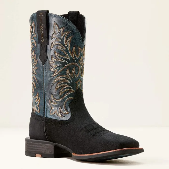 Men Western Boots Ariat Oakwood Cowboy Boot Black Suededirty Denim Men Western Boots Ariat Oakwood Cowboy Boot Black Suededirty Denim