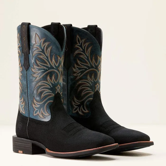 Men Western Boots Ariat Oakwood Cowboy Boot Black Suededirty Denim Men Western Boots Ariat Oakwood Cowboy Boot Black Suededirty Denim