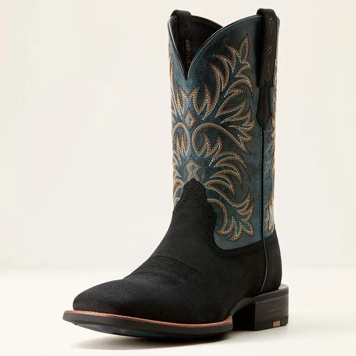 Men Western Boots Ariat Oakwood Cowboy Boot Black Suededirty Denim Men Western Boots Ariat Oakwood Cowboy Boot Black Suededirty Denim