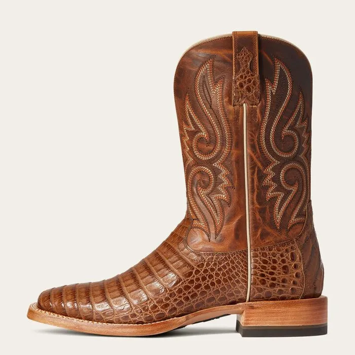 Men Western Boots Ariat Relentless Denton Western Boot Natural Caiman Belly Men Western Boots Ariat Relentless Denton Western Boot Natural Caiman Belly