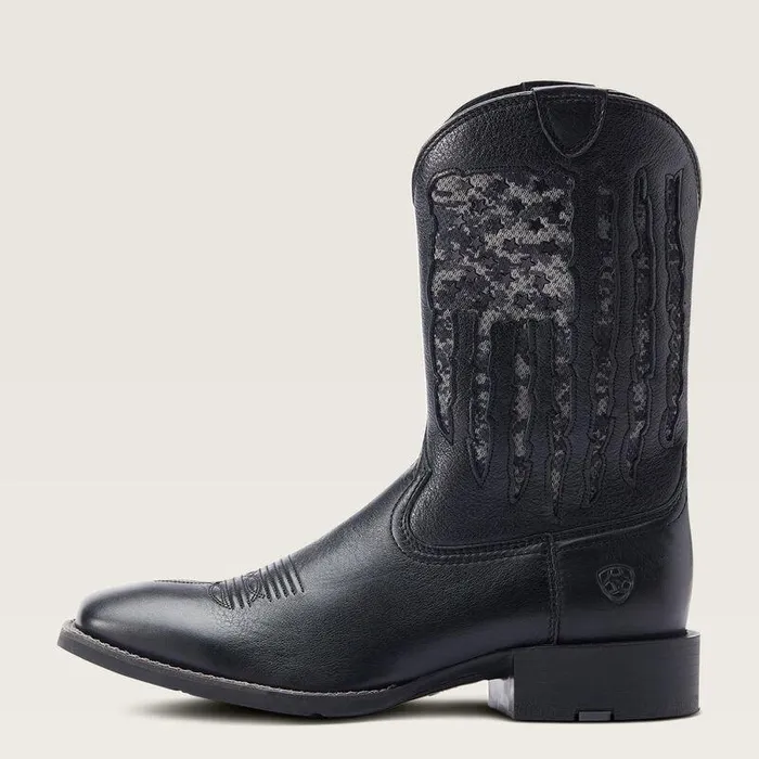 Men Western Boots Ariat Sport My Country VentTEK Western Boot Black Deertan