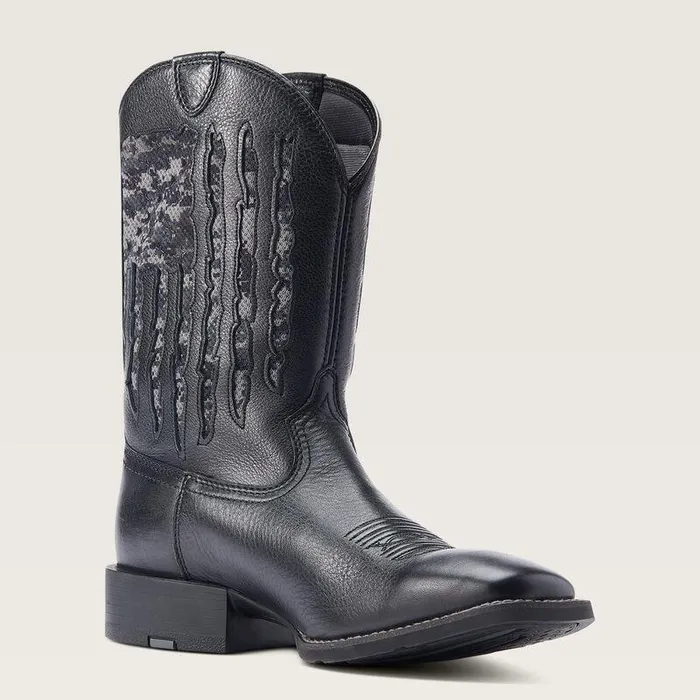 Men Western Boots Ariat Sport My Country VentTEK Western Boot Black Deertan
