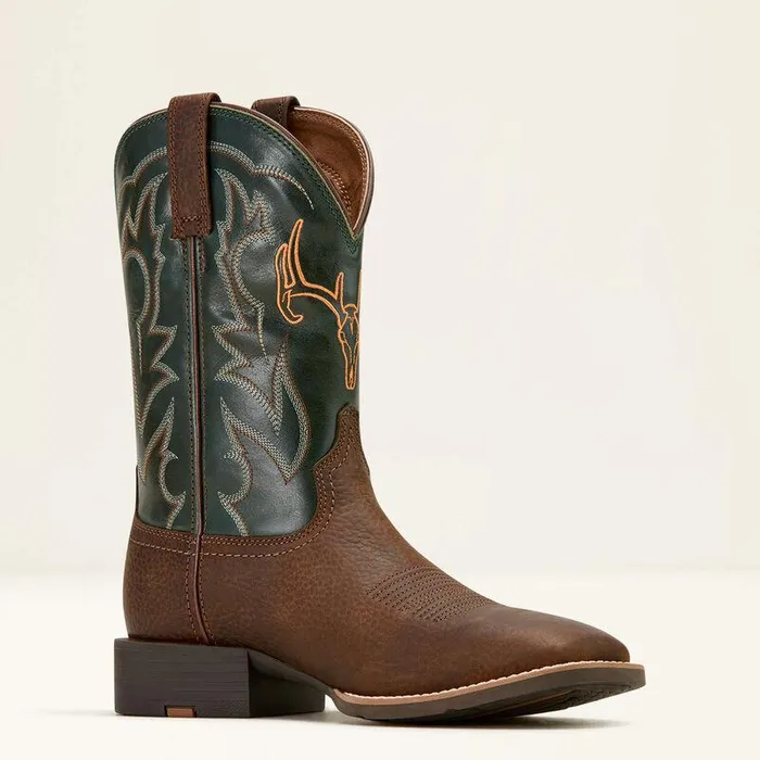 Men Western Boots Ariat Sport Outdoor Cowboy Boot Brown Oiled Rowdytack Green