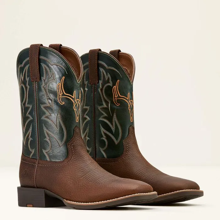 Men Western Boots Ariat Sport Outdoor Cowboy Boot Brown Oiled Rowdytack Green