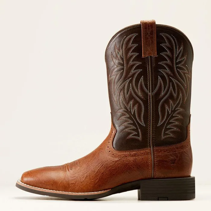 Men Western Boots Ariat Sport Wide Square Toe Cowboy Boot Peanut Butterandchaga Brown