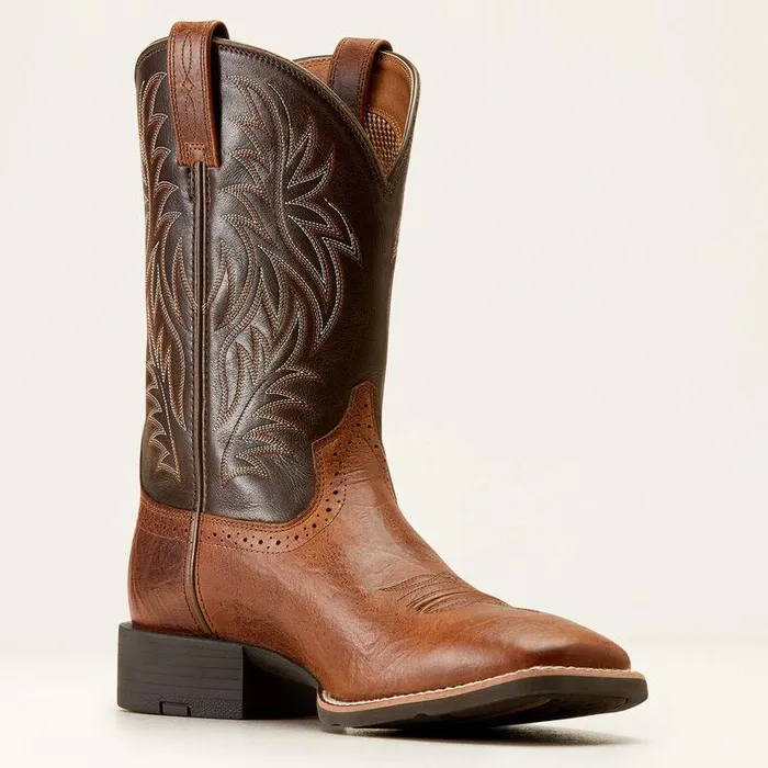 Men Western Boots Ariat Sport Wide Square Toe Cowboy Boot Peanut Butterandchaga Brown