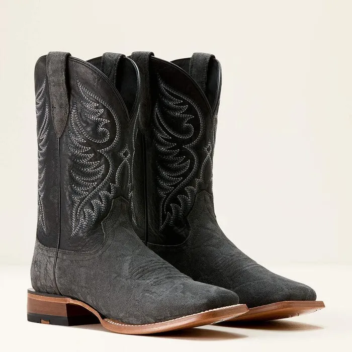 Men Western Boots Ariat Wiley Cowboy Boot Black Elephant Roughout Printbayou Blac