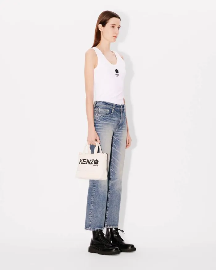 MenWomen 039Boke Flower 20039 Small Tote Bag In Canvas Ecru Kenzo Bags
