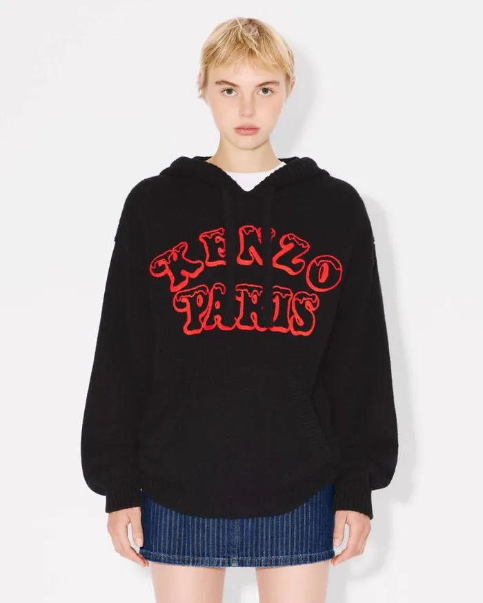 MenWomen 039KENZO VERDY MARKET039 Genderless Knitted Jumper In Wool And Cotton Black Kenzo Sweaters And Cardigans