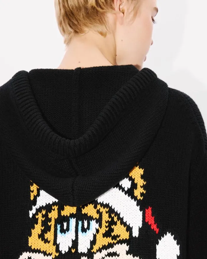 MenWomen 039KENZO VERDY MARKET039 Genderless Knitted Jumper In Wool And Cotton Black Kenzo Sweaters And Cardigans