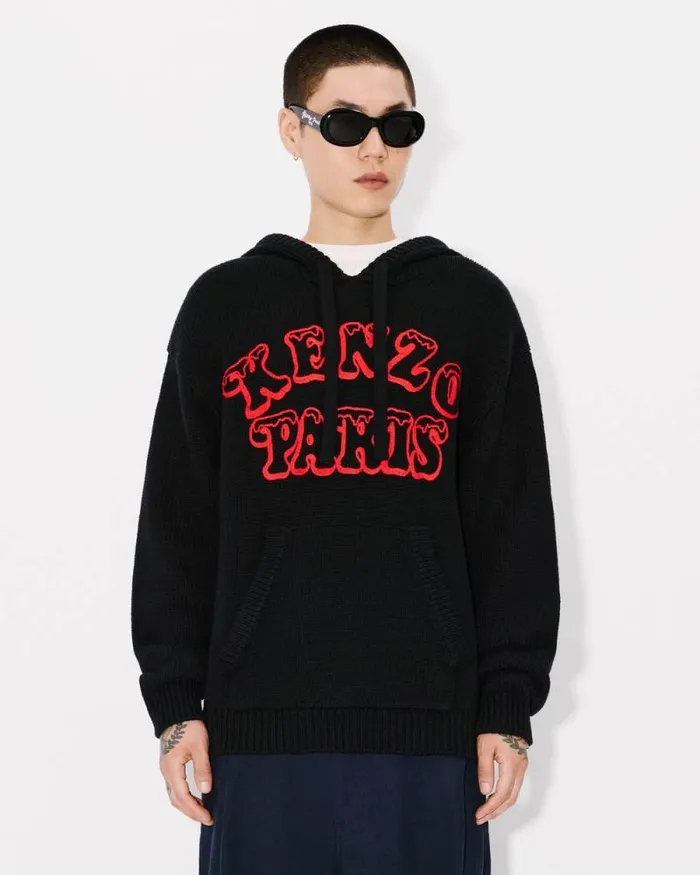 MenWomen 039KENZO VERDY MARKET039 Genderless Knitted Jumper In Wool And Cotton Black Kenzo Sweaters And Cardigans