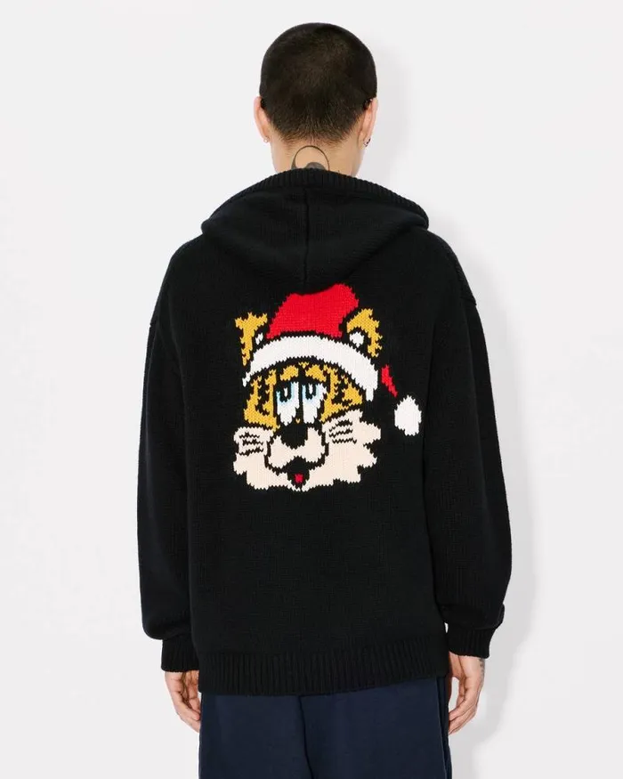 MenWomen 039KENZO VERDY MARKET039 Genderless Knitted Jumper In Wool And Cotton Black Kenzo Sweaters And Cardigans