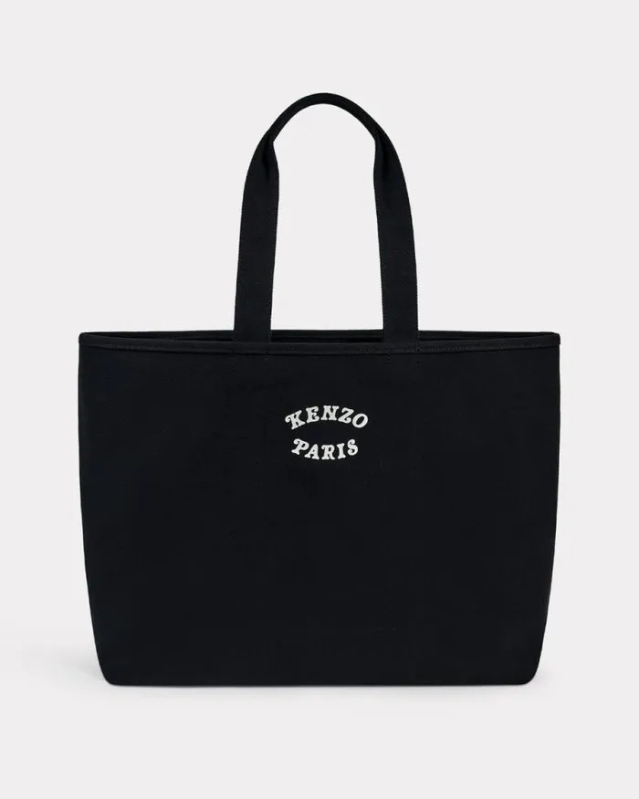 MenWomen 039KENZO VERDY MARKET039 Reversible Large Tote Bag In Canvas Black Kenzo Bags