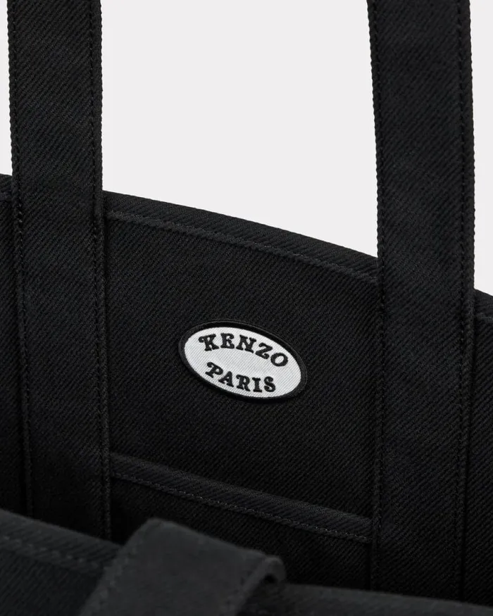 MenWomen 039KENZO VERDY MARKET039 Reversible Large Tote Bag In Canvas Black Kenzo Bags