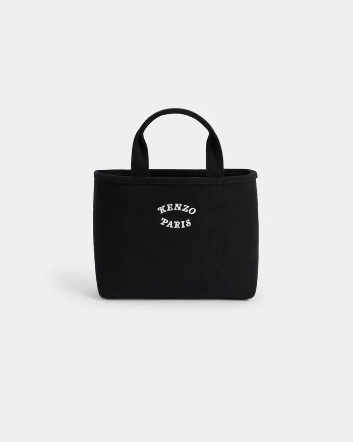 MenWomen 039KENZO VERDY MARKET039 Reversible Small Tote Bag In Canvas Black Kenzo Bags