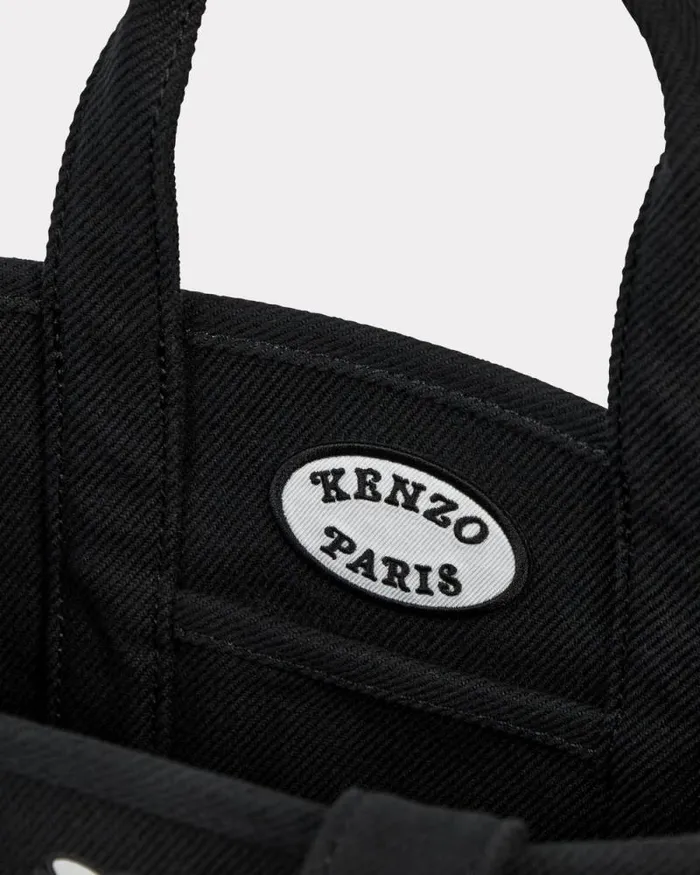 MenWomen 039KENZO VERDY MARKET039 Reversible Small Tote Bag In Canvas Black Kenzo Bags