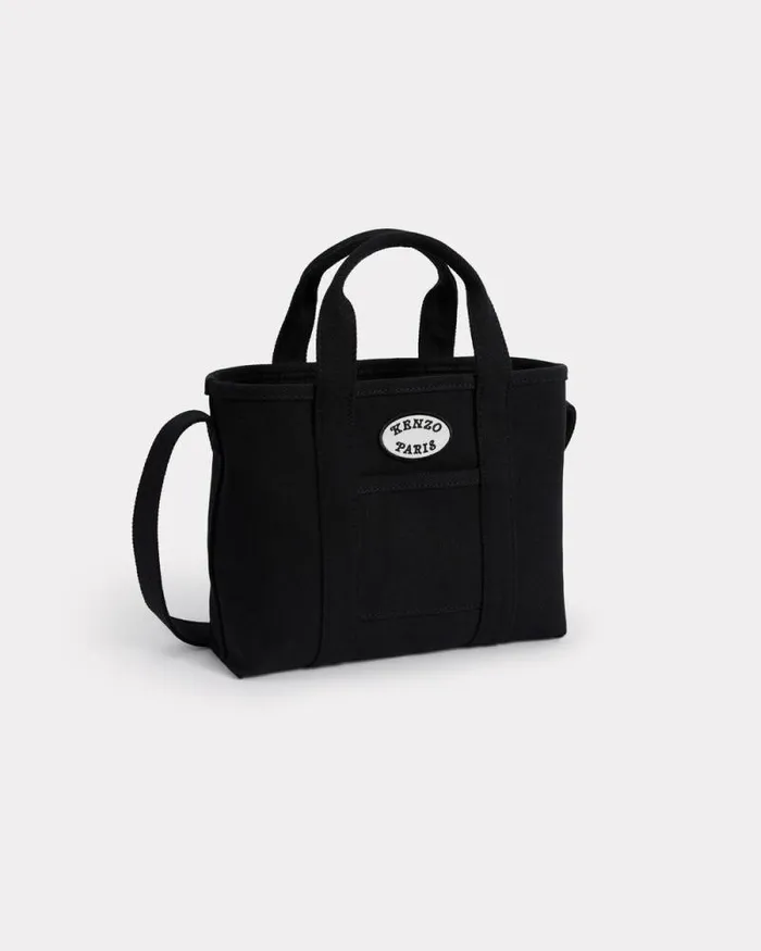 MenWomen 039KENZO VERDY MARKET039 Reversible Small Tote Bag In Canvas Black Kenzo Bags