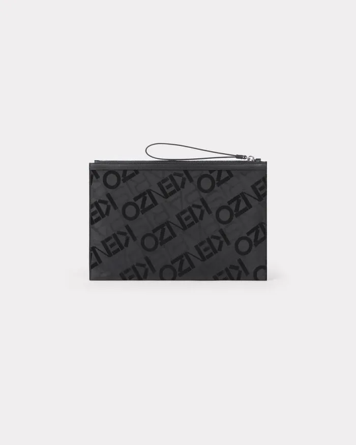 MenWomen 039KENZOGRAM039 Large Clutch Black Kenzo Small Leathergoods