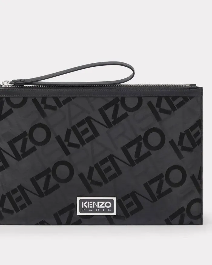 MenWomen 039KENZOGRAM039 Large Clutch Black Kenzo Small Leathergoods