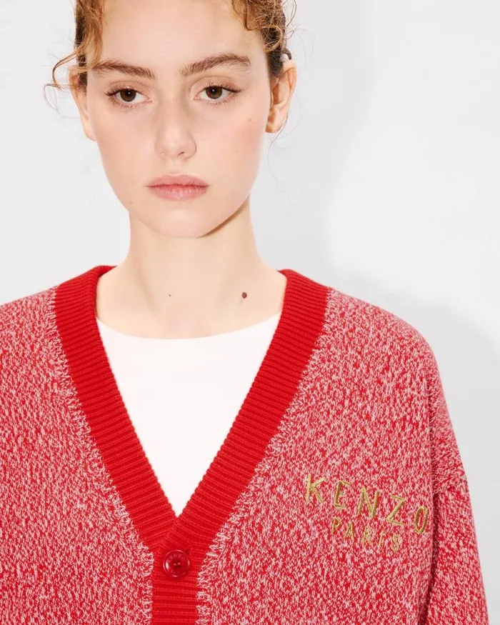 MenWomen 039Lunar New Year039 Genderless Embroidered Cardigan In Wool And Cotton Cherry Kenzo Sweaters And Cardigans