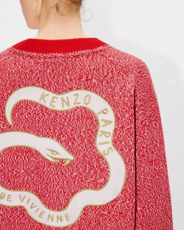 MenWomen 039Lunar New Year039 Genderless Embroidered Cardigan In Wool And Cotton Cherry Kenzo Sweaters And Cardigans