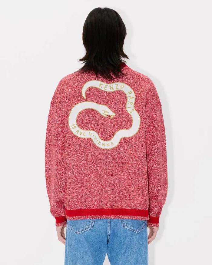 MenWomen 039Lunar New Year039 Genderless Embroidered Cardigan In Wool And Cotton Cherry Kenzo Sweaters And Cardigans