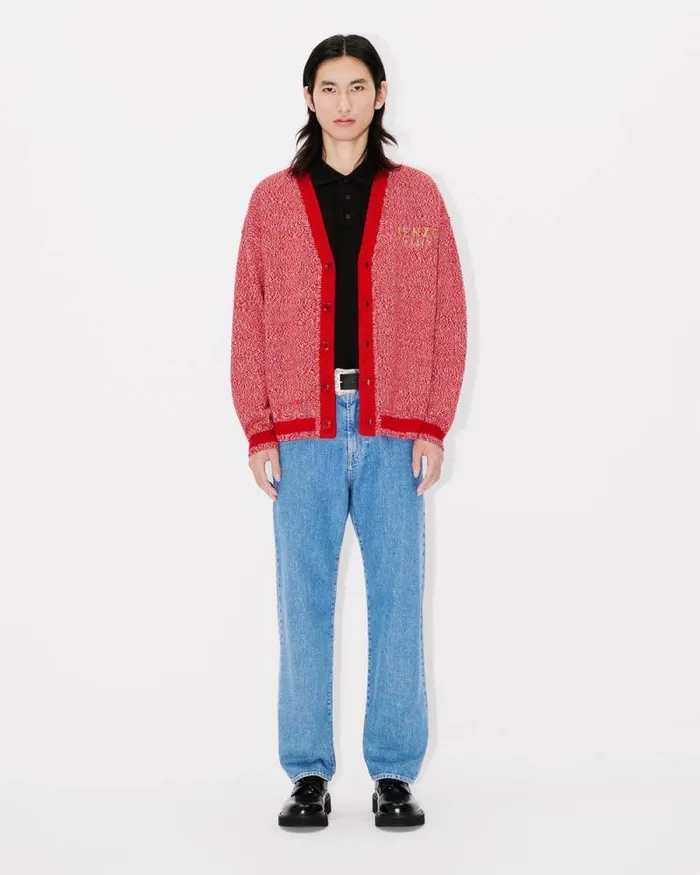 MenWomen 039Lunar New Year039 Genderless Embroidered Cardigan In Wool And Cotton Cherry Kenzo Sweaters And Cardigans