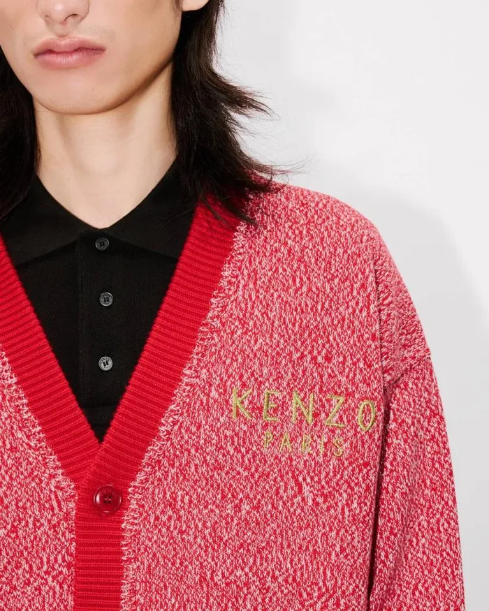MenWomen 039Lunar New Year039 Genderless Embroidered Cardigan In Wool And Cotton Cherry Kenzo Sweaters And Cardigans