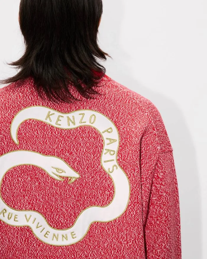 MenWomen 039Lunar New Year039 Genderless Embroidered Cardigan In Wool And Cotton Cherry Kenzo Sweaters And Cardigans
