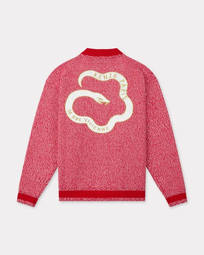 MenWomen 039Lunar New Year039 Genderless Embroidered Cardigan In Wool And Cotton Cherry Kenzo Sweaters And Cardigans