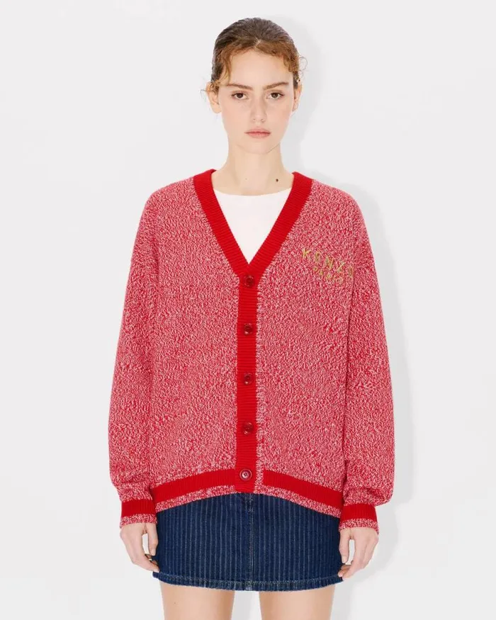MenWomen 039Lunar New Year039 Genderless Embroidered Cardigan In Wool And Cotton Cherry Kenzo Sweaters And Cardigans