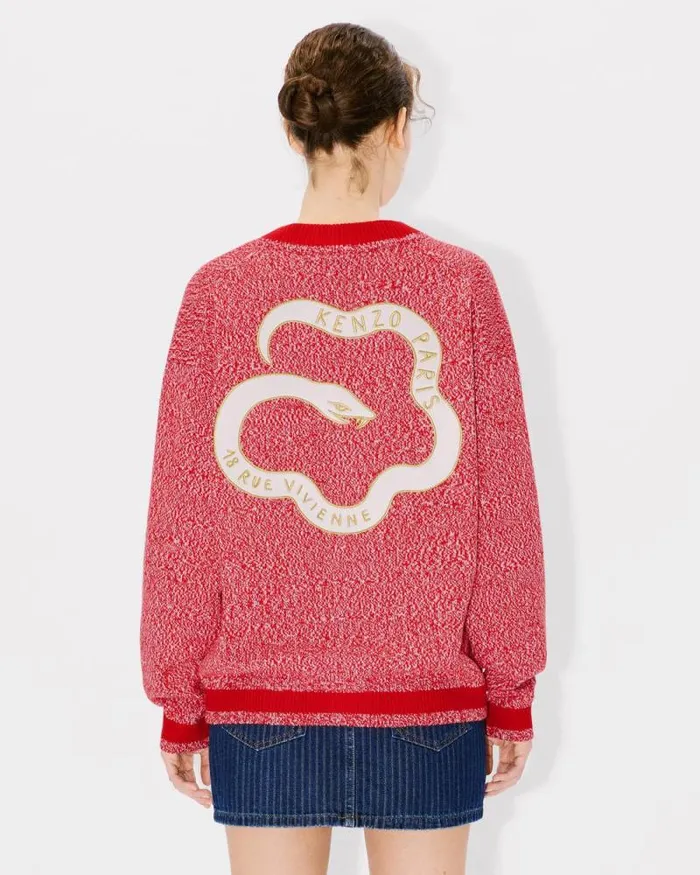 MenWomen 039Lunar New Year039 Genderless Embroidered Cardigan In Wool And Cotton Cherry Kenzo Sweaters And Cardigans