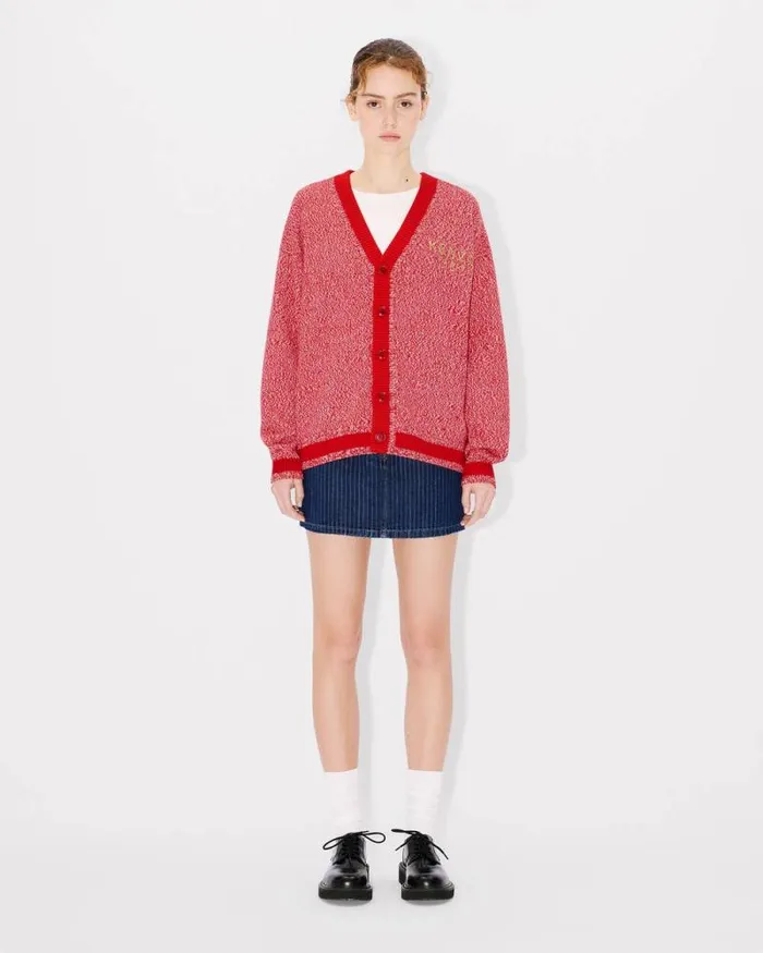 MenWomen 039Lunar New Year039 Genderless Embroidered Cardigan In Wool And Cotton Cherry Kenzo Sweaters And Cardigans