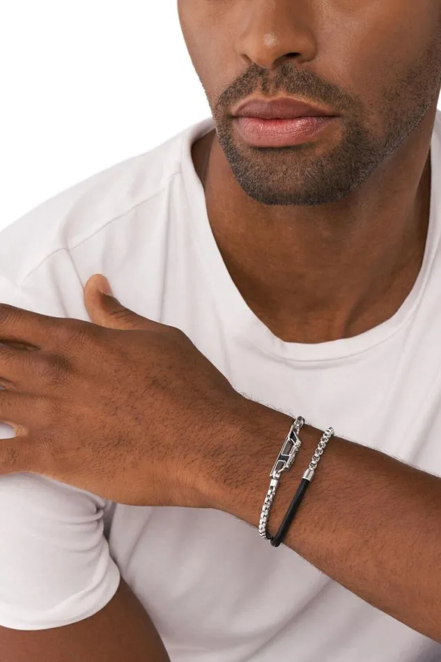MenWomen Diesel Jewelry DX1472 Silverblack